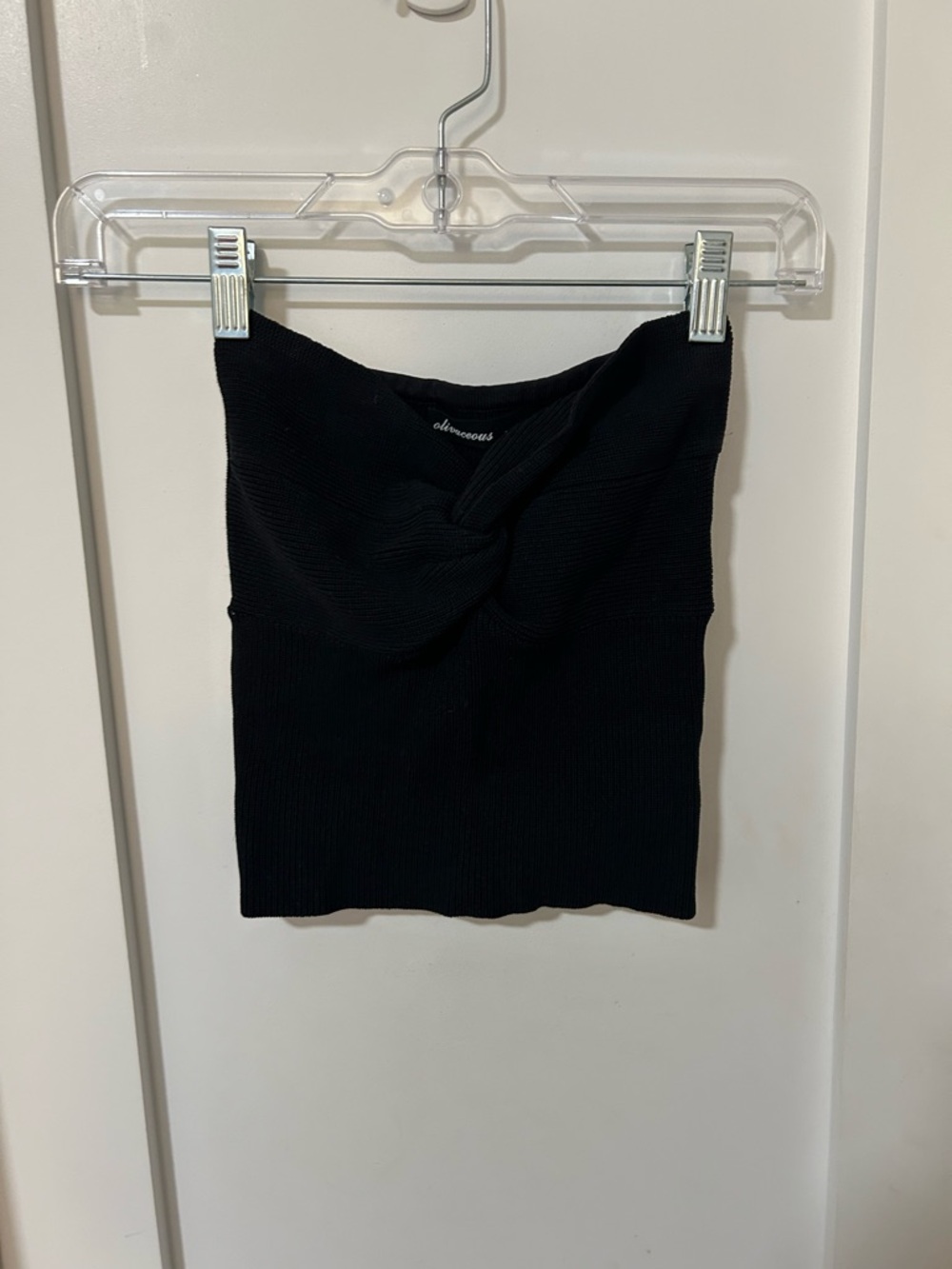Olivaceous Black Twist-Front Ribbed Top